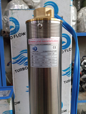 TURBO FLOW SUBMERSIBLE PUMP 1.5 KW 2 HP 4SDM3/21 BRASS